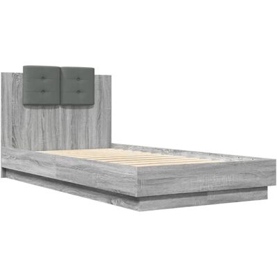 vidaXL Bettgestell mit Kopfteil - Bett Grau Sonoma Klein Einzel - Bettgestell vidaXL Bettgestell mit Kopfteil - Bett Grau Sonoma Klein Einzel - Bettgestell