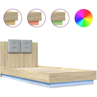 vidaXL Bettgestell mit Kopfteil & LED-Leuchten - 100x200 cm vidaXL Bettgestell mit Kopfteil & LED-Leuchten - 100x200 cm
