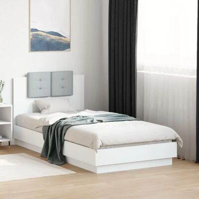 vidaXL Bed Frame met hoofdbord en LED-verlichting - Wit 90x190 cm vidaXL Bed Frame met hoofdbord en LED-verlichting - Wit 90x190 cm