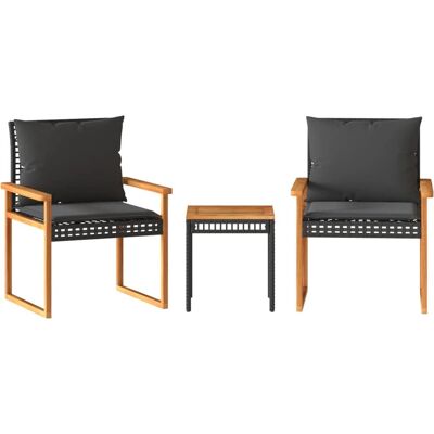 vidaXL outdoor furniture set - 3-tlg. Bistro-Set mit Kissen - schwarz vidaXL outdoor furniture set - 3-tlg. Bistro-Set mit Kissen - schwarz