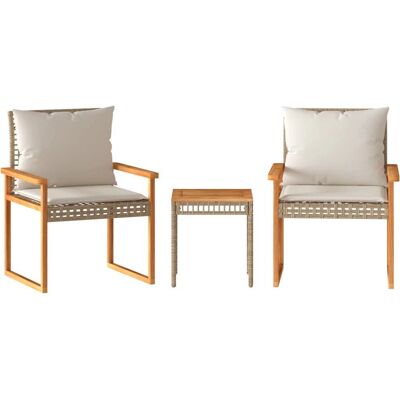 VidaXL Outdoor-Möbelset - Bistro, Rattan, Beige - Gartenmöbel-Set VidaXL Outdoor-Möbelset - Bistro, Rattan, Beige - Gartenmöbel-Set