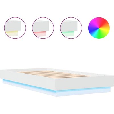 vidaXL Bettrahmen mit LED-Lichtern Weiß 100x200 cm - Bettgestell vidaXL Bettrahmen mit LED-Lichtern Weiß 100x200 cm - Bettgestell