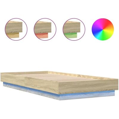 vidaXL Sengestel med LED-lys - Sonoma Eg 90x200 cm vidaXL Sengestel med LED-lys - Sonoma Eg 90x200 cm