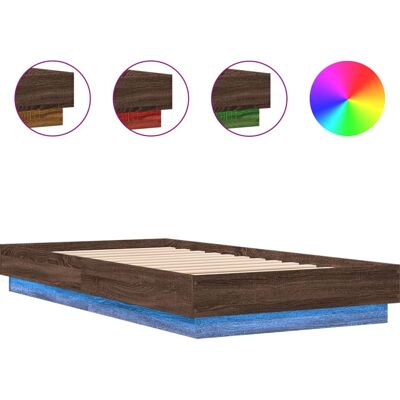vidaXL 839517 sängkarm - LED-valot Tummanruskea Eik - Sängramme vidaXL 839517 sängkarm - LED-valot Tummanruskea Eik - Sängramme