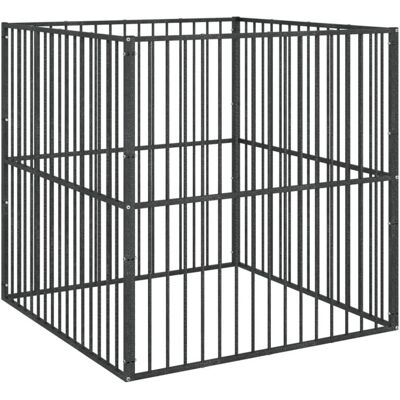 vidaXL Hundekäfig 4-teiliger Schwarz Galvanisierter Stahl - Hundekäfig vidaXL Hundekäfig 4-teiliger Schwarz Galvanisierter Stahl - Hundekäfig