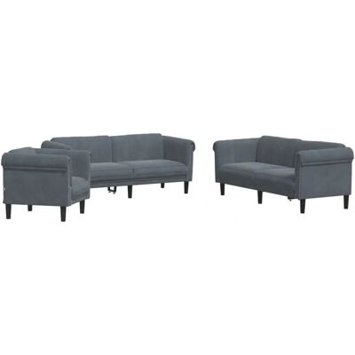 Ensemble de Meubles de Salon VidaXL - Canapé Velours Gris Foncé 3 pièces - Publicité Ensemble de Meubles de Salon VidaXL - Canapé Velours Gris Foncé 3 pièces - Publicité