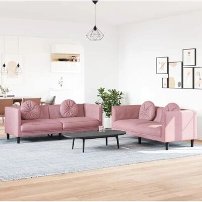 Ensemble de Canapés Rose Velours VIDAXL - Mobilier Salon Moderne - Publicité Ensemble de Canapés Rose Velours VIDAXL - Mobilier Salon Moderne - Publicité