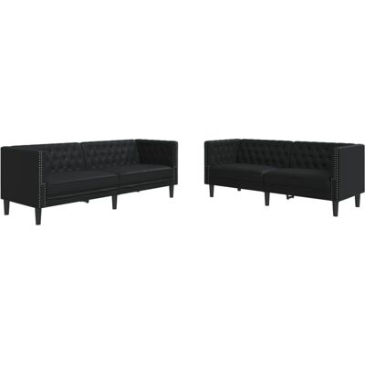 Conjunto de sofás Chesterfield - Negro Conjunto de sofás Chesterfield - Negro