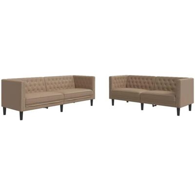 vidaXL Chesterfield 2-teiliges Sofaset - Synthetisches Leder - Braun vidaXL Chesterfield 2-teiliges Sofaset - Synthetisches Leder - Braun