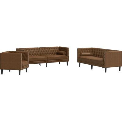 Ensemble de 3 Canapés Chesterfield - Faux Cuir - Élégant & Durable - Publicité Ensemble de 3 Canapés Chesterfield - Faux Cuir - Élégant & Durable - Publicité