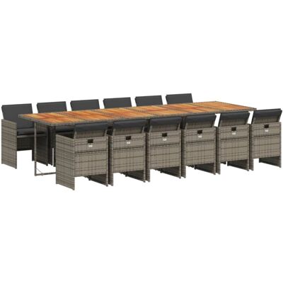 Vidaxl Gartentisch-Set - Grau - 13 Stühle, Synthetischer Rattan Vidaxl Gartentisch-Set - Grau - 13 Stühle, Synthetischer Rattan