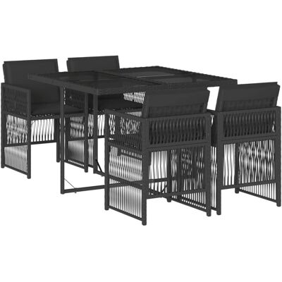 Conjunto de Móveis de Jardim VidaXL - Rattan sintético preto - 5 peças Conjunto de Móveis de Jardim VidaXL - Rattan sintético preto - 5 peças