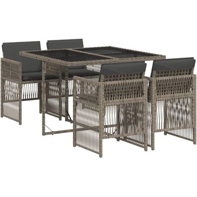 VidaXL Gartenmöbel-Set - Langlebiges Poly Rattan - Grau VidaXL Gartenmöbel-Set - Langlebiges Poly Rattan - Grau