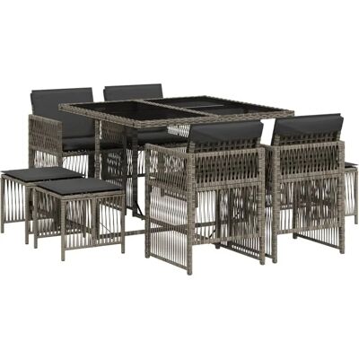 vidaXL 13-Tlg. Garten-Essgruppe Mit Kissen Poly Rattan - Outdoor Furniture Set vidaXL 13-Tlg. Garten-Essgruppe Mit Kissen Poly Rattan - Outdoor Furniture Set
