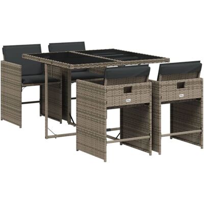 vidaXL Gartenmöbel-Set - Langlebiges PE-Rattan, Klappbare Rückenlehnen, Grau - Gartenmöbel vidaXL Gartenmöbel-Set - Langlebiges PE-Rattan, Klappbare Rückenlehnen, Grau - Gartenmöbel