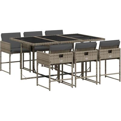 vidaXL Tuin Eettafel Set 7-delig Grijs Riet vidaXL Tuin Eettafel Set 7-delig Grijs Riet