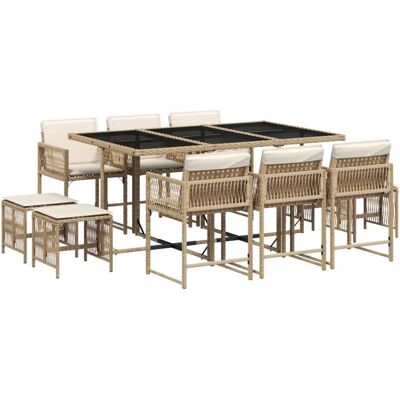 Vidaxl Have Spisegruppe 11 dele Beige Syntetisk Rattan Vidaxl Have Spisegruppe 11 dele Beige Syntetisk Rattan