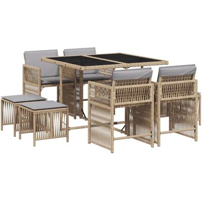 Set de jardin Vidaxl - Beige - 9 pièces - Publicité Set de jardin Vidaxl - Beige - 9 pièces - Publicité