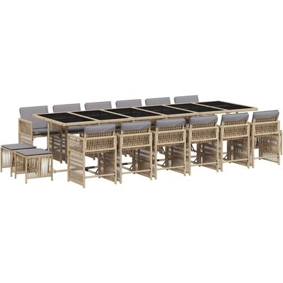 Ensemble de salle à manger de jardin vidaXL - Beige, 17 pièces avec coussins - Publicité Ensemble de salle à manger de jardin vidaXL - Beige, 17 pièces avec coussins - Publicité