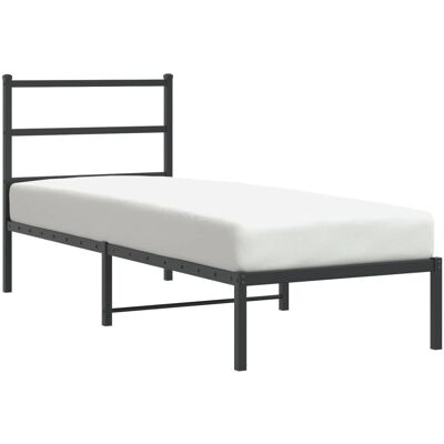 Cadre de lit vidaXL - 75x190cm Acier Noir avec Tête de Lit - Structure de lit Cadre de lit vidaXL - 75x190cm Acier Noir avec Tête de Lit - Structure de lit