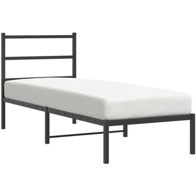 vidaXL Bed Frame - 80x200cm - Zwart - Metaal - met Hoofdbord vidaXL Bed Frame - 80x200cm - Zwart - Metaal - met Hoofdbord