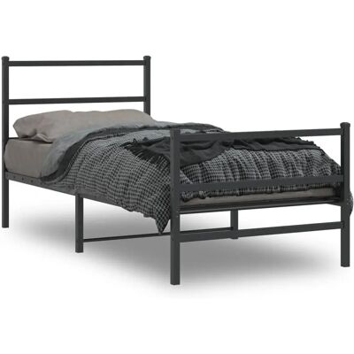 vidaXL Bettgestell Metall mit Kopf- und Fußteil Schwarz 90x190 cm - Bettgestell vidaXL Bettgestell Metall mit Kopf- und Fußteil Schwarz 90x190 cm - Bettgestell