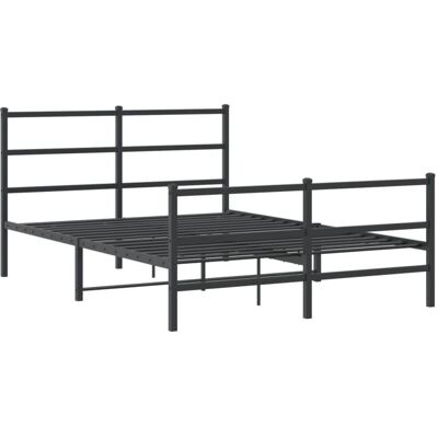 vidaXL Bettgestell Metall mit Kopf- und Fußteil - Schwarz - 135x190 cm - Bettgestell vidaXL Bettgestell Metall mit Kopf- und Fußteil - Schwarz - 135x190 cm - Bettgestell