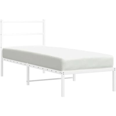 vidaXL Bettgestell - Weiß - Metall - 75x190 cm - Kleines Einzelbett vidaXL Bettgestell - Weiß - Metall - 75x190 cm - Kleines Einzelbett
