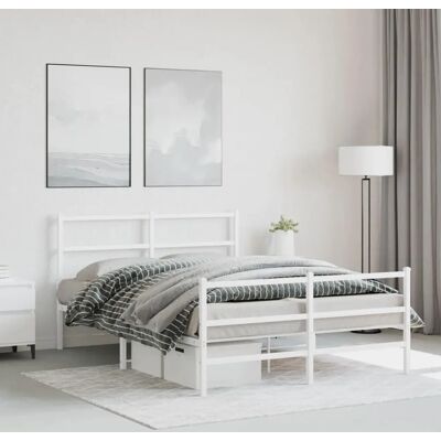vidaXL Metallbett mit Kopfteil & Fußteil - Bettgestell - Weiß 140x190 cm vidaXL Metallbett mit Kopfteil & Fußteil - Bettgestell - Weiß 140x190 cm