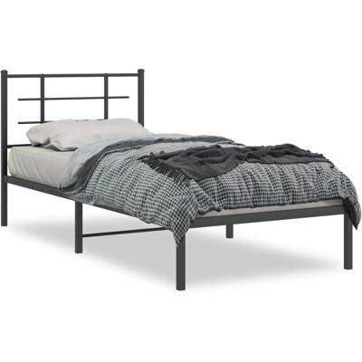vidaXL Metallbettgestell Schwarz 90x200 cm mit Kopfteil - Bettgestell vidaXL Metallbettgestell Schwarz 90x200 cm mit Kopfteil - Bettgestell
