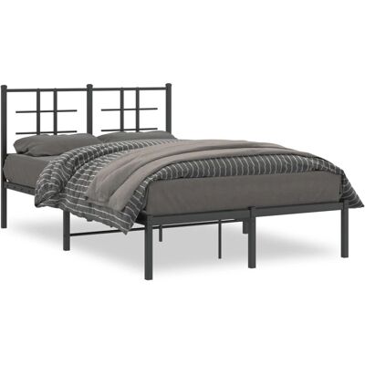 vidaXL Schwarzes Metallbett mit Kopfteil - Bettgestell vidaXL Schwarzes Metallbett mit Kopfteil - Bettgestell