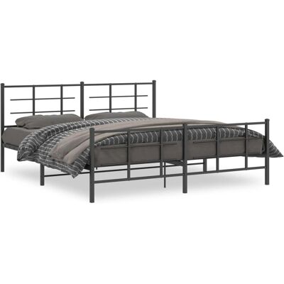 vidaXL Metallbettgestell mit Kopfteil - Bettart: Metall, Größe: 183x213 cm, Farbe: Schwarz vidaXL Metallbettgestell mit Kopfteil - Bettart: Metall, Größe: 183x213 cm, Farbe: Schwarz
