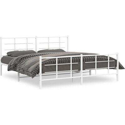 vidaXL Metallbettgestell mit Kopfteil - 183x213 cm - Weiß - Bettgestell vidaXL Metallbettgestell mit Kopfteil - 183x213 cm - Weiß - Bettgestell