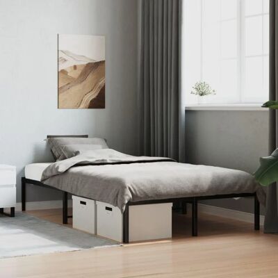 vidaXL Metalen Bedframe - 120x190 cm, Zwart - Bedframe vidaXL Metalen Bedframe - 120x190 cm, Zwart - Bedframe