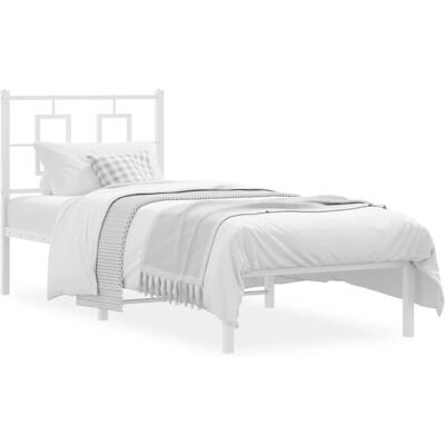 vidaXL Bett, Metallbett, Weiß, 75x190cm, mit Kopfteil vidaXL Bett, Metallbett, Weiß, 75x190cm, mit Kopfteil