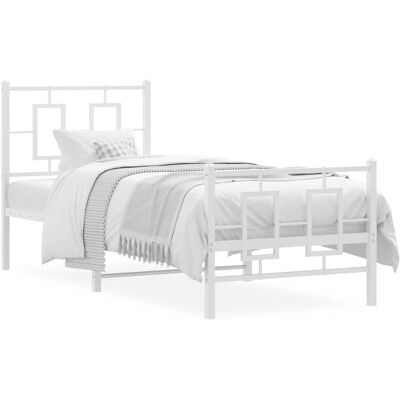 vidaXL Bettgestell 75x190cm - Metall - Weiß - Stabil & Elegant vidaXL Bettgestell 75x190cm - Metall - Weiß - Stabil & Elegant