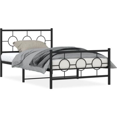 vidaXL Bettgestell mit Kopf- und Fußteil - Schwarz 107x203cm vidaXL Bettgestell mit Kopf- und Fußteil - Schwarz 107x203cm