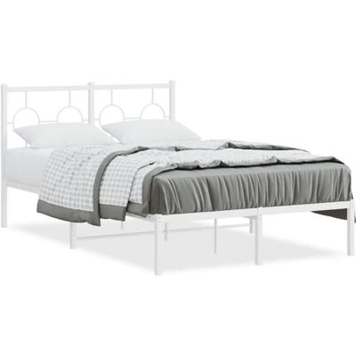 vidaXL Bett, Bettgestell mit Kopfteil Metallbett 120x190cm - Weiß - Bettgestell vidaXL Bett, Bettgestell mit Kopfteil Metallbett 120x190cm - Weiß - Bettgestell
