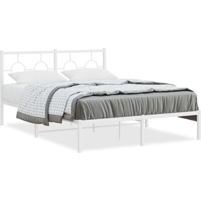 vidaXL Bettgestell - Metall Weiß 135x190cm - Bettgestell vidaXL Bettgestell - Metall Weiß 135x190cm - Bettgestell