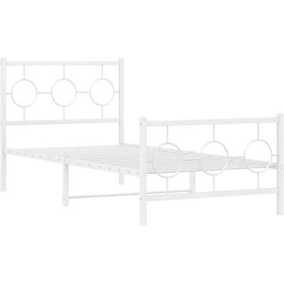 vidaXL Bedframe - Metaal - Wit - 90x190cm - Bed vidaXL Bedframe - Metaal - Wit - 90x190cm - Bed