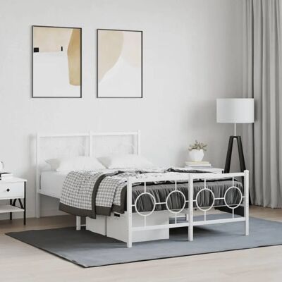 vidaXL Bedframe - wit - 120x190 cm - metaal - met hoofdbord en voeteneinde vidaXL Bedframe - wit - 120x190 cm - metaal - met hoofdbord en voeteneinde