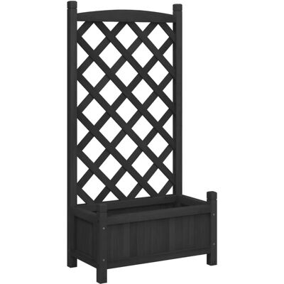vidaXL Zwarte 55x29.5x110cm Plantbak met Spalier - Plantbak vidaXL Zwarte 55x29.5x110cm Plantbak met Spalier - Plantbak