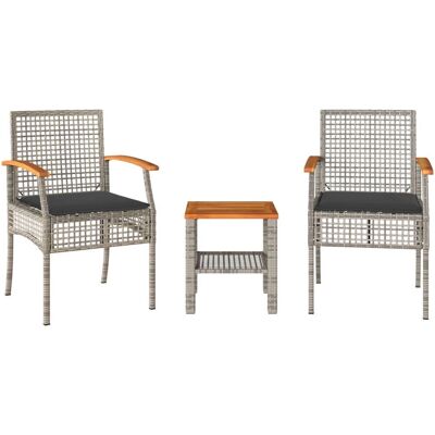 VidaXL Gartenset - Grau - Langlebiges PE-Rattan - Leicht zu Reinigen VidaXL Gartenset - Grau - Langlebiges PE-Rattan - Leicht zu Reinigen