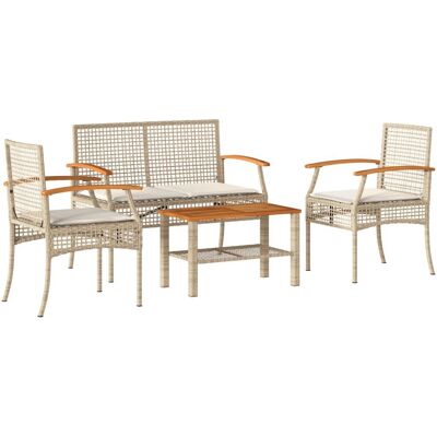 vidaXL 3-tlg. Gartenmöbel-Set mit Kissen - Beige vidaXL 3-tlg. Gartenmöbel-Set mit Kissen - Beige