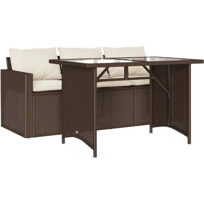 vidaXL Braune Gartenmöbel-Set - 3-Sitzer & Tisch vidaXL Braune Gartenmöbel-Set - 3-Sitzer & Tisch