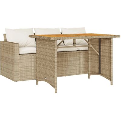 vidaXL Gartenmöbel-Set - 3er Sofa & Tisch - Beige - Outdoor Furniture vidaXL Gartenmöbel-Set - 3er Sofa & Tisch - Beige - Outdoor Furniture