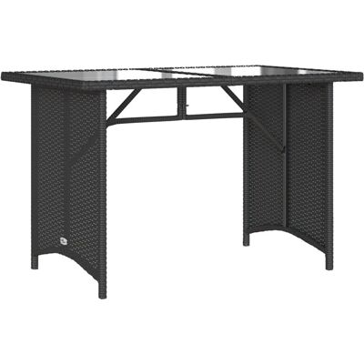 vidaXL Tuin Tafel met Glazen Blad Zwart - Tuin tafel, glas, poly rattan vidaXL Tuin Tafel met Glazen Blad Zwart - Tuin tafel, glas, poly rattan