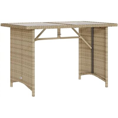 vidaXL Gartentisch mit Glasplatte Outdoor Esstisch Beige - Gartentisch vidaXL Gartentisch mit Glasplatte Outdoor Esstisch Beige - Gartentisch