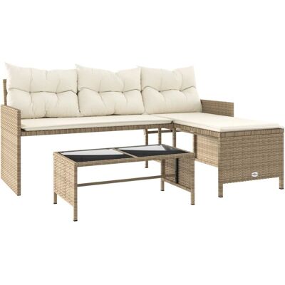 vidaXL L-förmiger Gartensofa mit Tisch und Kissen vidaXL L-förmiger Gartensofa mit Tisch und Kissen