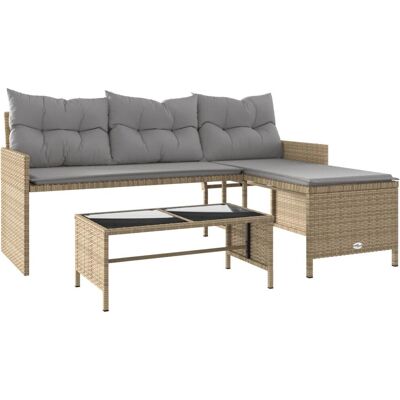 vidaXL L-Form Gartensofa mit Tisch und Kissen - Gartensofa vidaXL L-Form Gartensofa mit Tisch und Kissen - Gartensofa